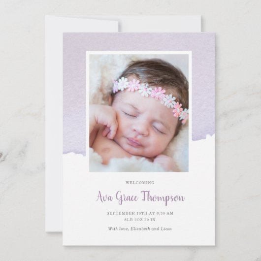 Aankondiging waterverf geboorte (Voorkant)