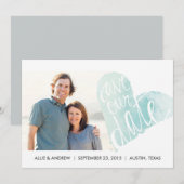 Aankondiging waterverf hart save the date (Voorkant / Achterkant)