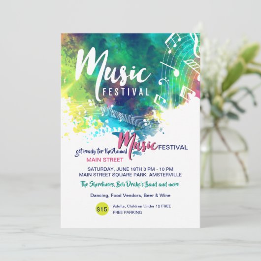 Aankondiging Waterverf muziekfestival (Staand voorkant)