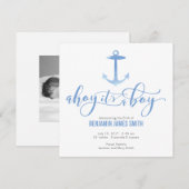 Aankondiging waterverf Nautical Anchor Baby Boy (Voorkant / Achterkant)