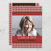 Aankondiging western rood chequefoto Afstuderen (Voorkant / Achterkant)