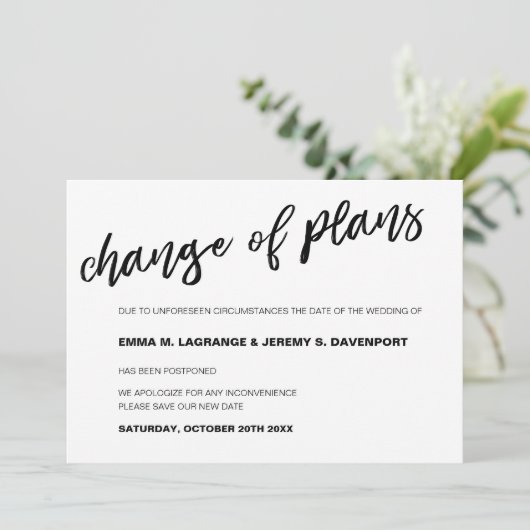 Aankondiging wijziging trouwdatum (Staand voorkant)