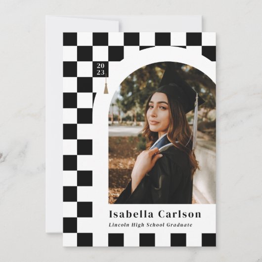 Aankondiging witje en zwart gecheckte Afstudeerder (Voorkant)