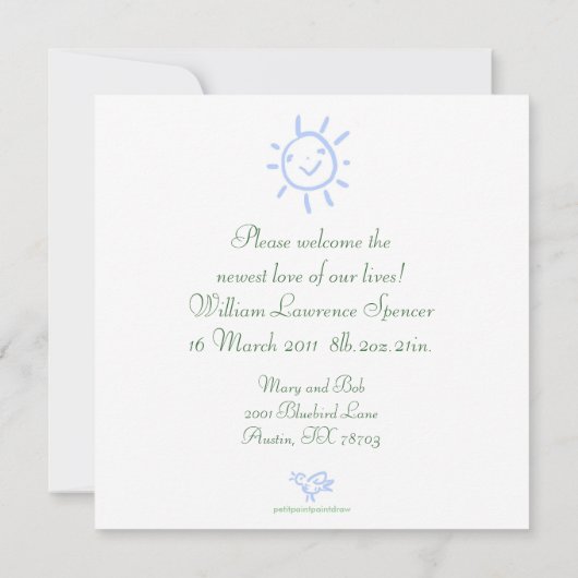 Aankondiging zaadvogel (Achterkant)