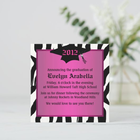 Aankondiging zebra Afstuderen (Staand voorkant)