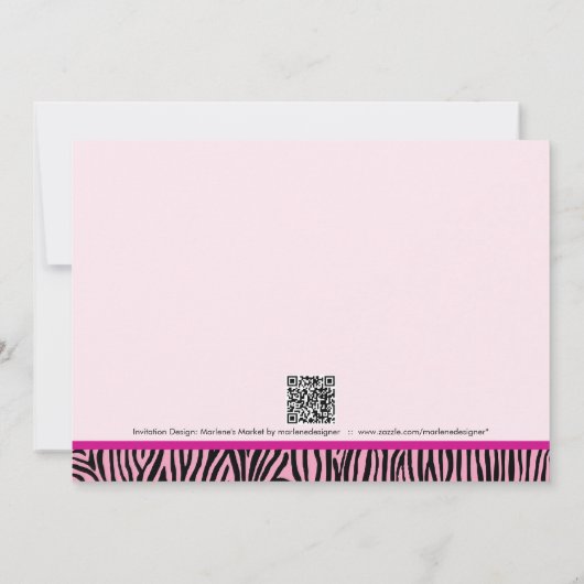 Aankondiging Zebra Print Ice Cream Party (Achterkant)