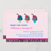 Aankondiging Zebra Print Ice Cream Party (Voorkant / Achterkant)