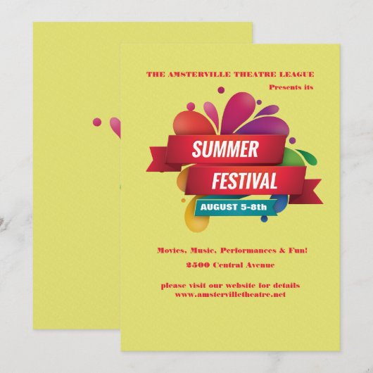 Aankondiging zomerfestival (Voorkant / Achterkant)