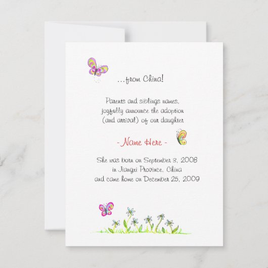 Aankondiging zonneschijnenadoptie (Achterkant)