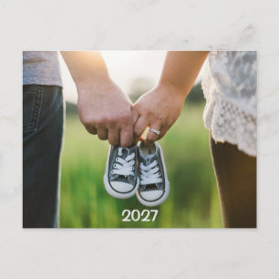 Aankondiging zwangerschap 2027 met foto briefkaart