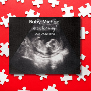 Aankondiging zwangerschap baby echografie op maat legpuzzel