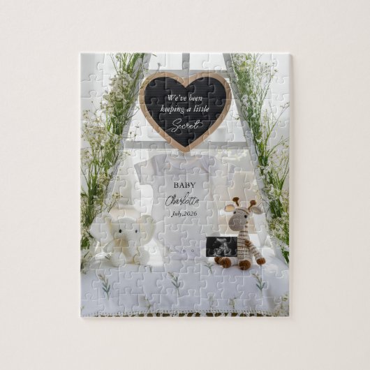 Aankondiging zwangerschap met bloemen legpuzzel (Verticaal)