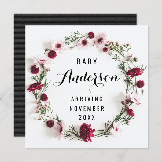 Aankondiging Zwangerschap - Rode Bloemenkrans (Voorkant / Achterkant)