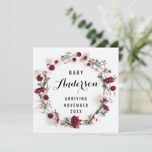 Aankondiging Zwangerschap - Rode Bloemenkrans (Staand voorkant)