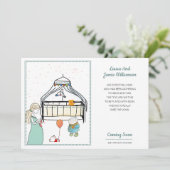 Aankondiging zwangerschap waterverf baby jongen (Staand voorkant)