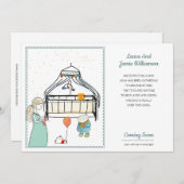 Aankondiging zwangerschap waterverf baby jongen (Voorkant / Achterkant)