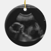 Aankondiging zwangerschapscurve op maat keramisch ornament (Achterkant)