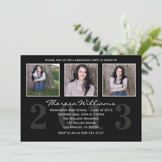 Aankondiging zwart Afstuderen (Staand voorkant)