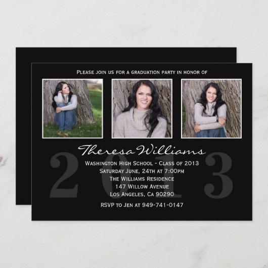 Aankondiging zwart Afstuderen (Voorkant / Achterkant)