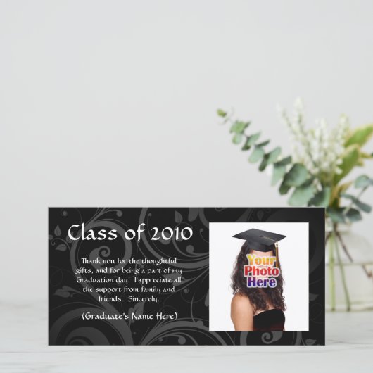 Aankondiging zwart Afstuderen/bedankt (Staand voorkant)