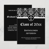 Aankondiging zwart dwars Christelijk Afstuderen (Voorkant / Achterkant)