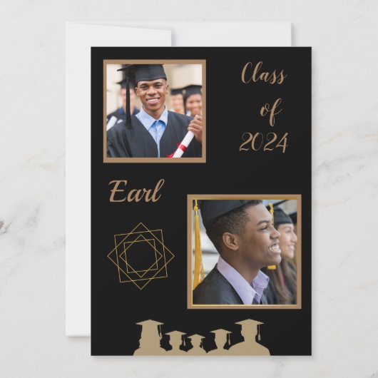 Aankondiging zwart en goudAfstuderen (Achterkant)