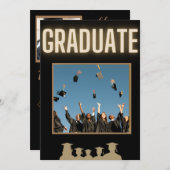 Aankondiging zwart en goudAfstuderen (Voorkant / Achterkant)