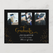 Aankondiging zwart en gouden foto-Afstuderen (Voorkant)