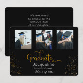 Aankondiging zwart en gouden foto-Afstuderen (Voorkant / Achterkant)