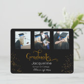Aankondiging zwart en gouden foto-Afstuderen (Staand voorkant)