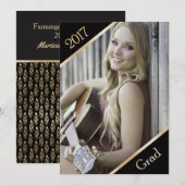 Aankondiging zwart en gouden foto-Afstuderen (Voorkant / Achterkant)