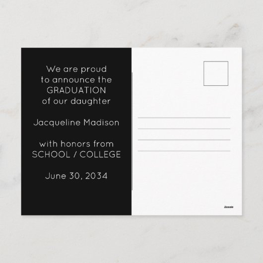 Aankondiging zwart en gouden foto-Afstuderen (Achterkant)