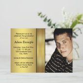 Aankondiging zwart en gouden foto-Afstuderen (Staand voorkant)