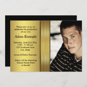 Aankondiging zwart en gouden foto-Afstuderen (Voorkant / Achterkant)