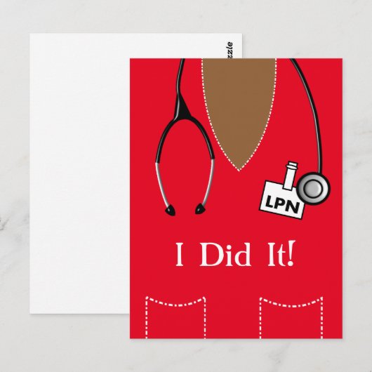 Aankondiging zwart LPN-zurenAfstuderen Briefkaart (Voorkant / Achterkant)