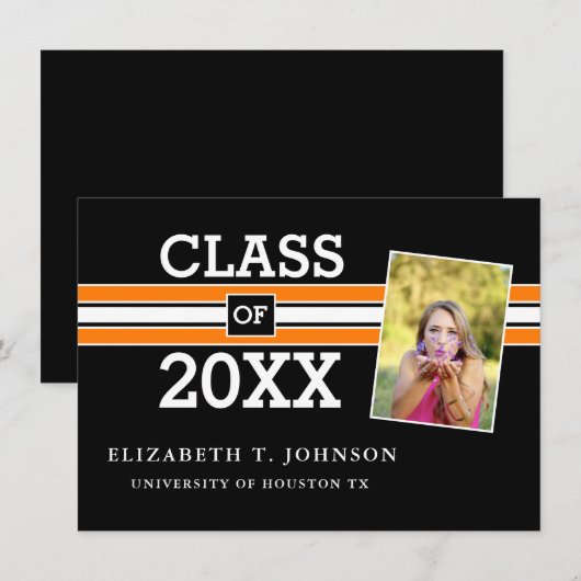 Aankondiging zwart-Oranje Afstuderen foto's (Voorkant / Achterkant)
