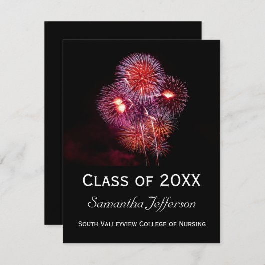 Aankondiging zwart vuurwerk Afstuderen (Voorkant / Achterkant)