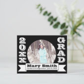 Aankondiging zwart-wit formeel Afstuderen (Staand voorkant)