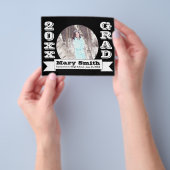 Aankondiging zwart-wit formeel Afstuderen Flyer (Hand)