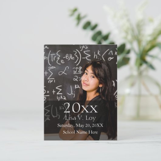 Aankondigingen aangepaste foto afstuderen aankondigingskaart (Staand voorkant)