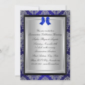Aankondigingen blauw en zilver Damask Quinceanera (Achterkant)