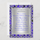 Aankondigingen blauw en zilver Damask Quinceanera (Achterkant)