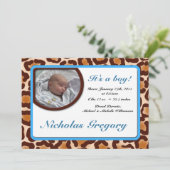 Aankondigingen blauw geboorte van leopard Print Bl (Staand voorkant)