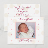 Aankondigingen geboorte meisjes foto aankondigingskaart (Voorkant / Achterkant)