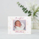 Aankondigingen geboorte meisjes foto aankondigingskaart (Staand voorkant)
