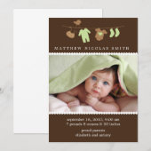 Aankondigingen groene Baby Clothesline Birth (Voorkant / Achterkant)