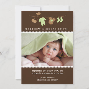 Aankondigingen groene Baby Clothesline Birth