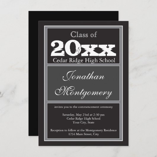 Aankondigingen persoonlijke graad zwart (Voorkant / Achterkant)