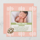 Aankondigingen roze Football ter geboorte (Voorkant / Achterkant)