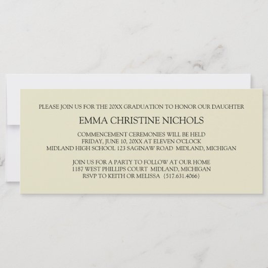 Aankondigingen van afstuderen/partijuitnodigingen (Achterkant)